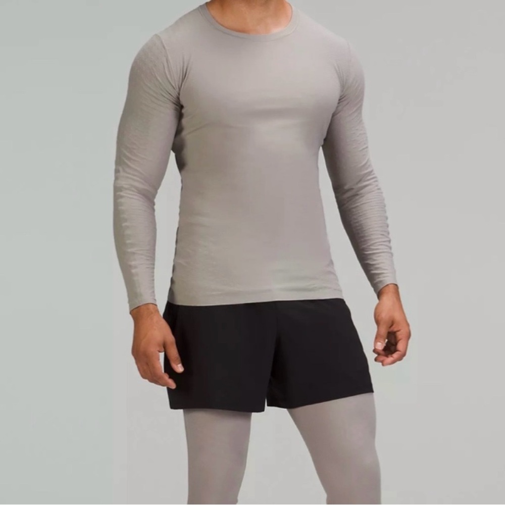 Lululemon SenseKnit Running Long Sleeve Men's Large Gull Gray $98 Shirt Top